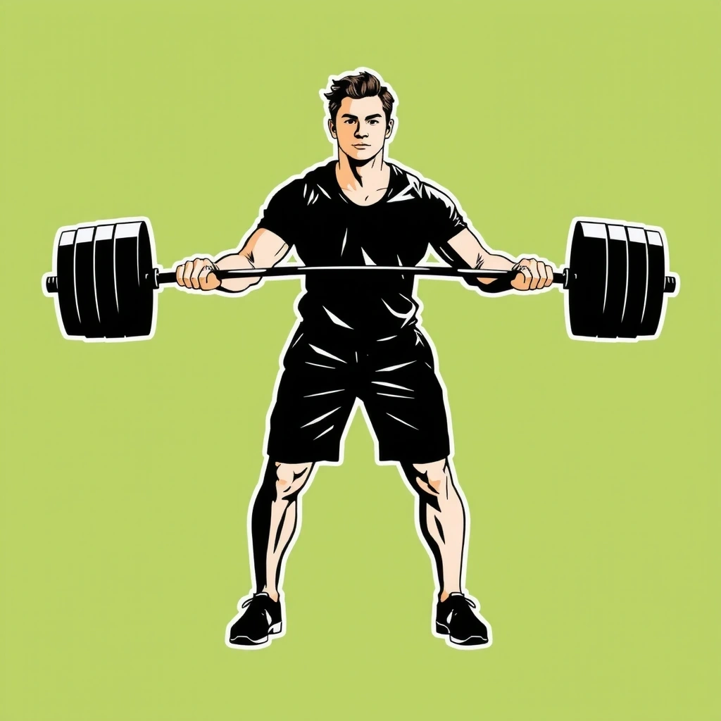 Icon representing a person exercising with weights, symbolizing physical activity and fitness.